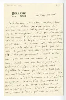41-01-cc R Martin du Gard à Th Van Rysselberghe 14 déc 1926 recto
