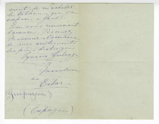 41-01-eq I Zuloaga y Zabaleta à O Maus 23 oct 1899 verso