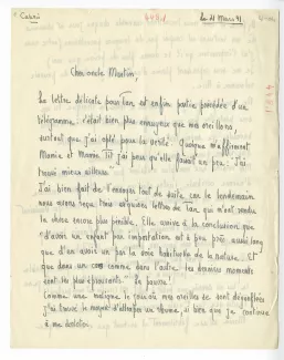 41-04-c C Gide à R Martin du Gard 21 mars 1941 p1 recto