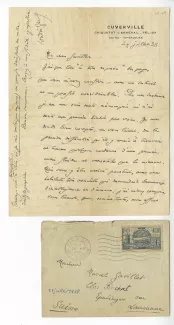 41-08-g André Gide à Marcel Gavillet 24 juil 1938 avec env recto