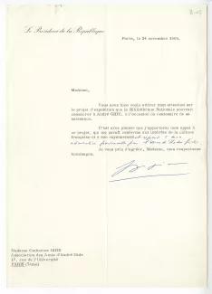 B-03-b G Pompidou à C Gide 24 nov 1969