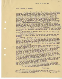 B-12-i A Gide à F A Henson 12 mai 1948
