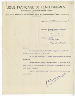 G-06-l G Robert d'Eshougues à Y Davet 15 avril 1948