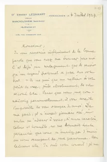 H-09-w E Leonhart à A Gide 04 juil 1927 p1 recto