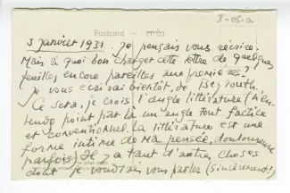 I-05-a-12 É Dana à A Gide 03 janv 1931 recto