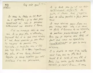 I-05-a-19 É Dana à A Gide 05 août 1932 recto