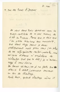 I-05-a-25 É Dana à A Gide 31 mai 1934 recto