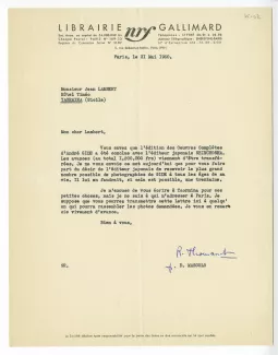 K-02-z R Thomasset à J Lambert 31 mai 1950