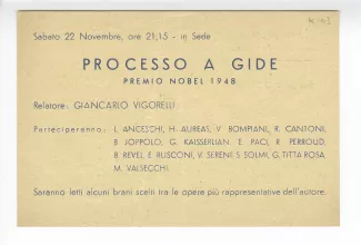 K-03-bb G Vigorelli carte invitation sur A Gide 22 nov 1947 recto