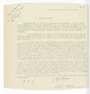 K-05-f J M Corredor à A Gide 24 oct 1948 recto