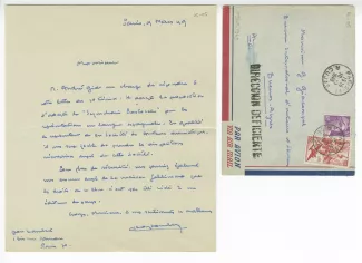 K-05-n J Lambert à G Giacompol 09 mars 1949 avec env