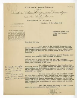 K-05-v A Leclair à A Gide 09 nov 1949