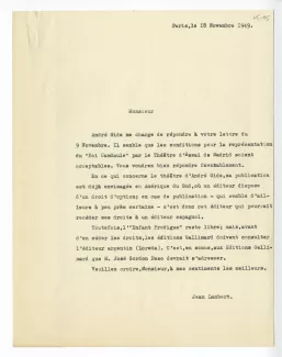 K-05-w J Lambert à A Leclair 18 nov 1949