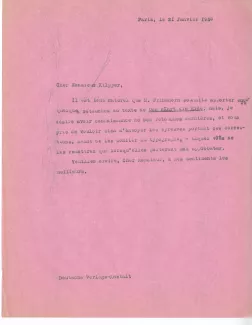 N-08-k A Gide à G Kilpper 21 janv 1930