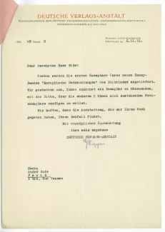 N-11-t G Kilpper à A Gide 06 nov 1931