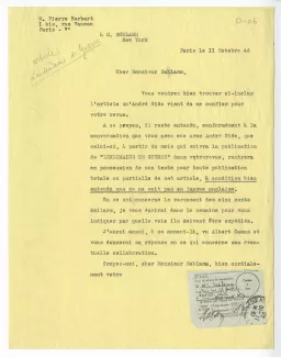 O-06-x P Herbart à W S Schlamm 11 oct 1946