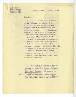 P-08-bm A Gide à J Bianco 18 juil 1949