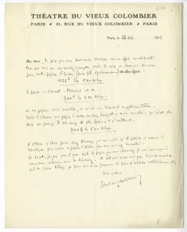 S-01-b G Gallimard à A Gide 23 déc 1913