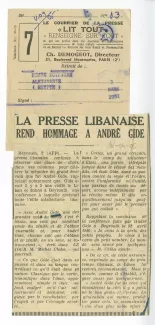 V-04-05-b article hommage à A Gide 03 mars 1951