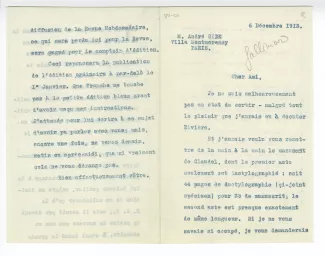 W-01-n A Gide à G Gallimard 06 déc 1913 recto