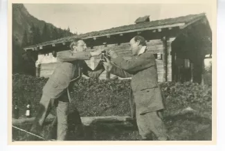 photographie d’André Gide et Igor Stravinski, aux Diablerets, en Suisse, juillet 1917