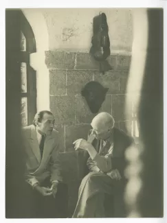 photographie d’André Gide et Antonio Aniante, à La Colombe d'or, juin 1949