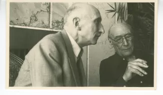 photographie d’André Gide, avec lunettes, et François Mauriac