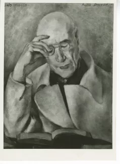 photographie noir et blanc du Portrait d'André Gide peint par André Bourdil à Tunis (1943)