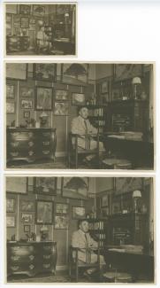 portrait photographique de Théo Van Rysselberghe, assis, dans son bureau de la maison de Saint-Clair, mai 1925