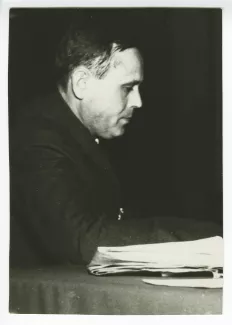 photographie d'Isaac Babel au 1er Congrès international des écrivains pour la défense de la culture, salle de la Mutualité, 21-25 juin 1935