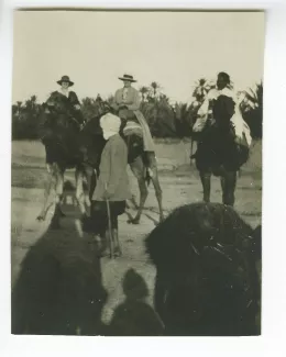 photographie de personnes montées sur des chameaux