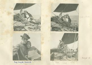 photographie de Maria Van Rysselberghe, couchée sur un bateau, juillet-août 1904