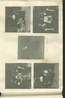 photographie de Cécile Weber, à gauche, Élisabeth Van Rysselberghe au centre et Daisy Weber, autour du chien Nick, dans le jardin de la villa Aublet, rue Laugier, printemps 1908