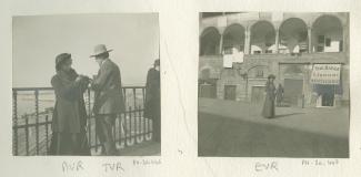 photographie de Maria Van Rysselberghe et Théo Van Rysselberghe, devant le port de Gênes, novembre 1908