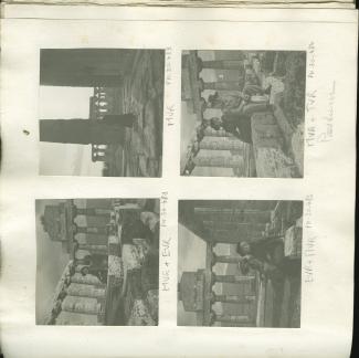 photographie de Maria Van Rysselberghe, à gauche, et Élisabeth Van Rysselberghe, assises dans les ruines du temple d'Athéna à Paestum, janvier 1909