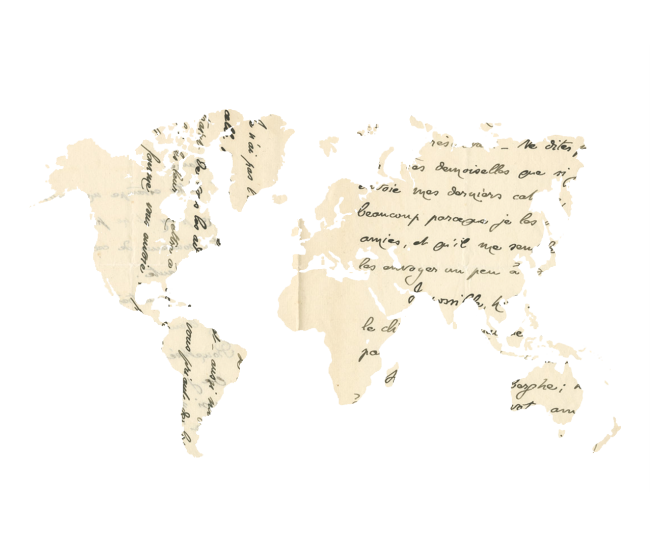 Carte monde avec manuscrit Gide